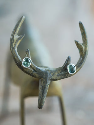 Cushion Green Sapphire Earrings