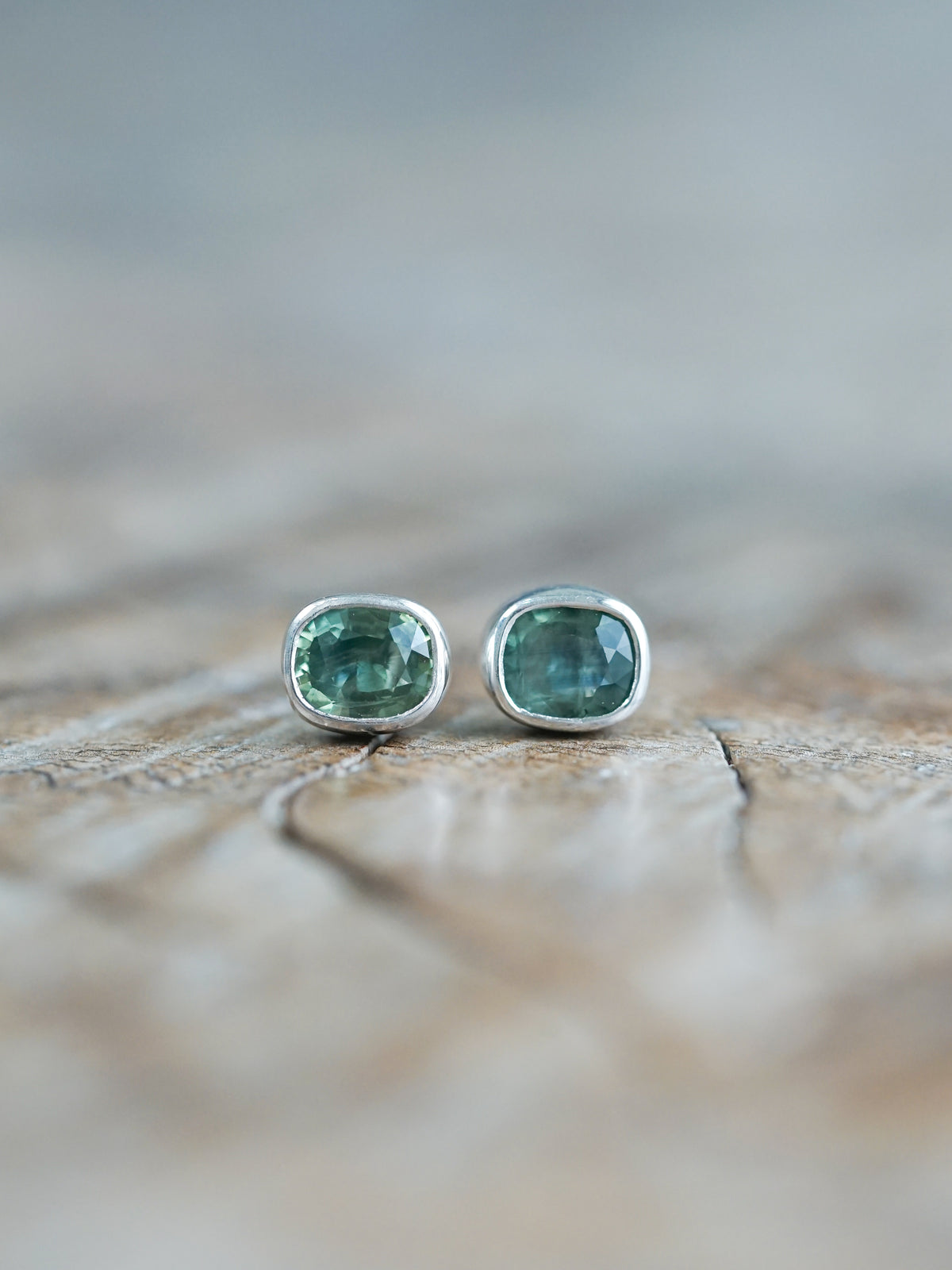 Cushion Green Sapphire Earrings