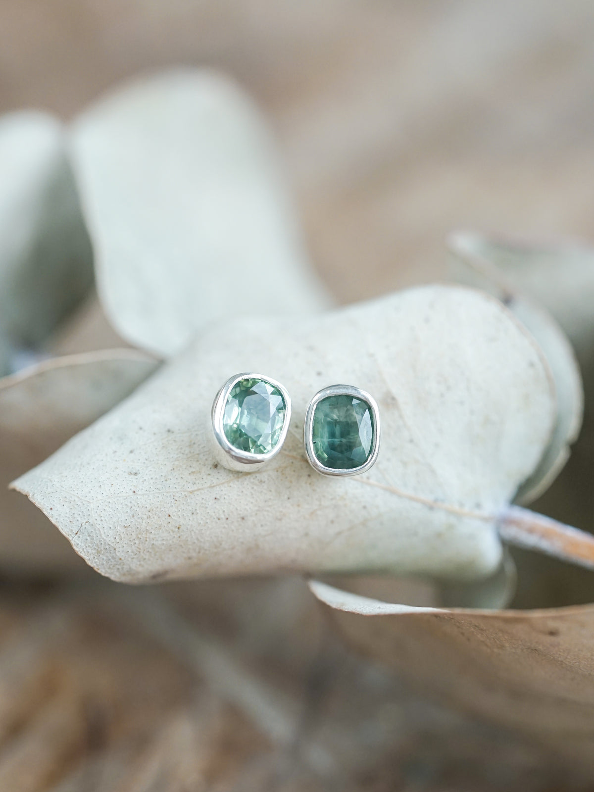 Cushion Green Sapphire Earrings