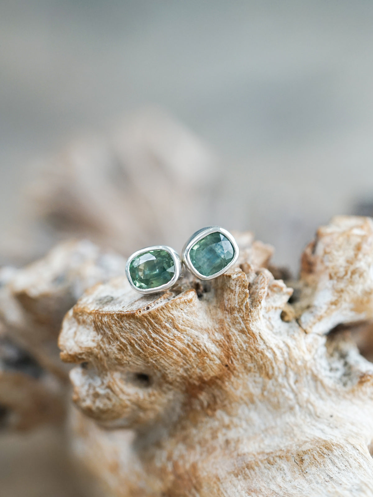 Cushion Green Sapphire Earrings