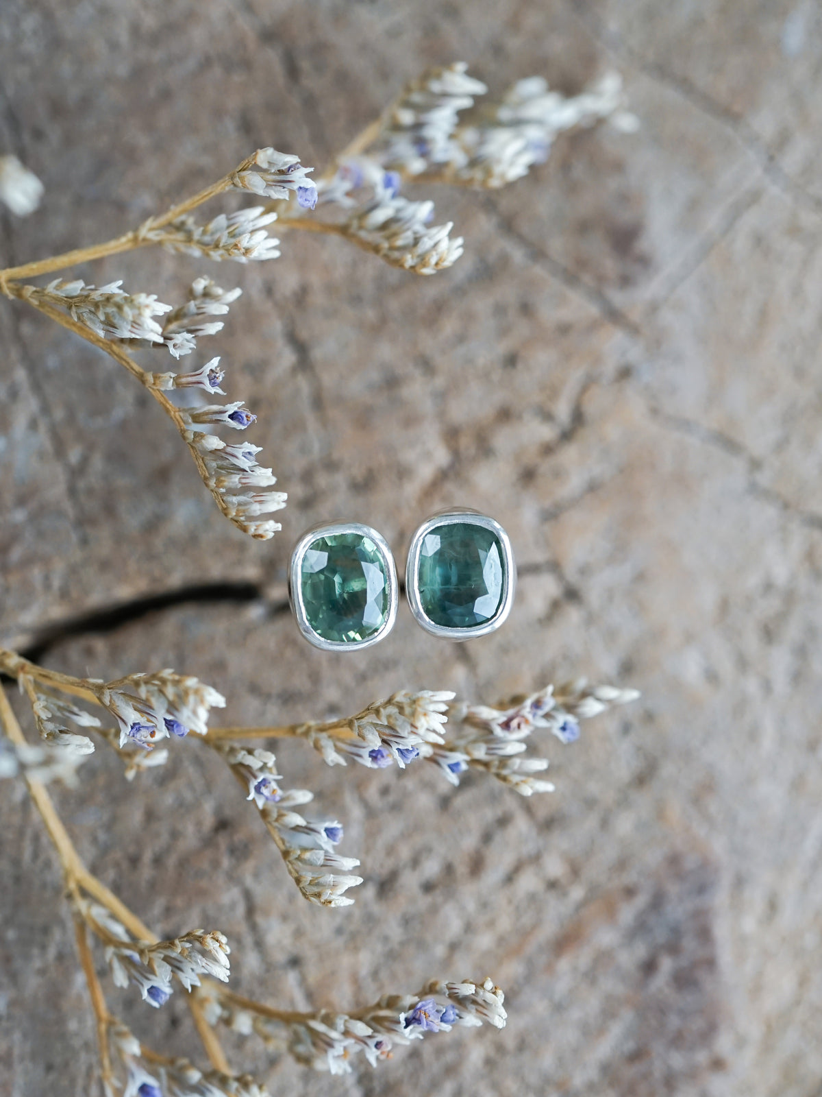 Cushion Green Sapphire Earrings