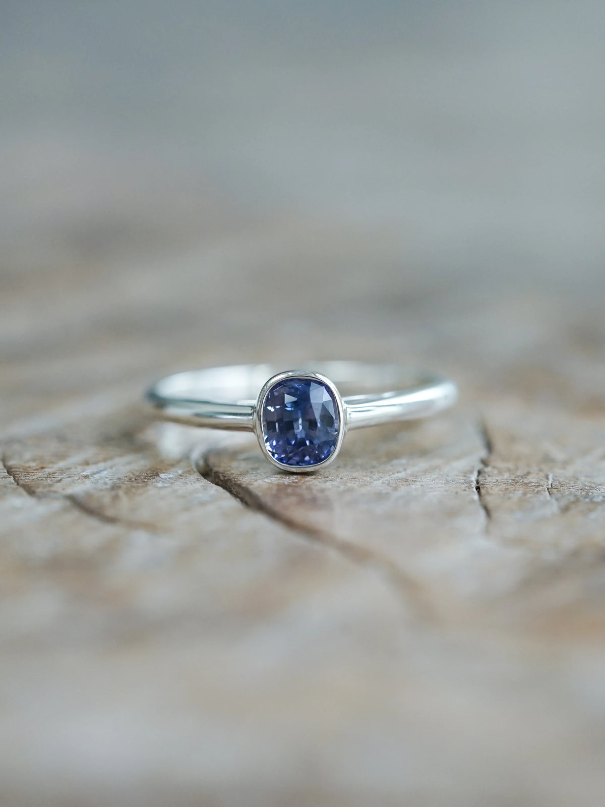 Cushion Cut Blue Sapphire Ring in Silver