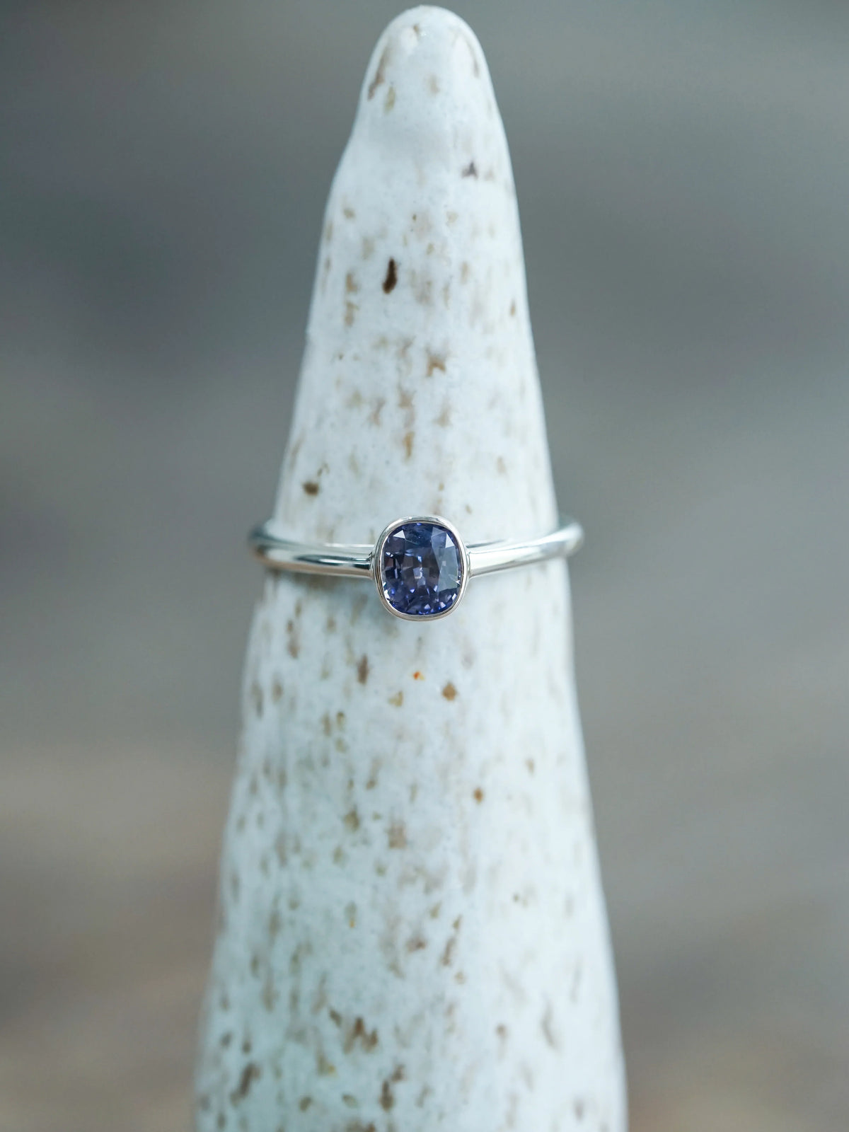 Cushion Cut Blue Sapphire Ring in Sterling Silver
