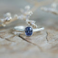 Cushion Cut Sapphire Ring in Sterling Silver
