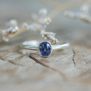Cushion Cut Sapphire Ring in Sterling Silver