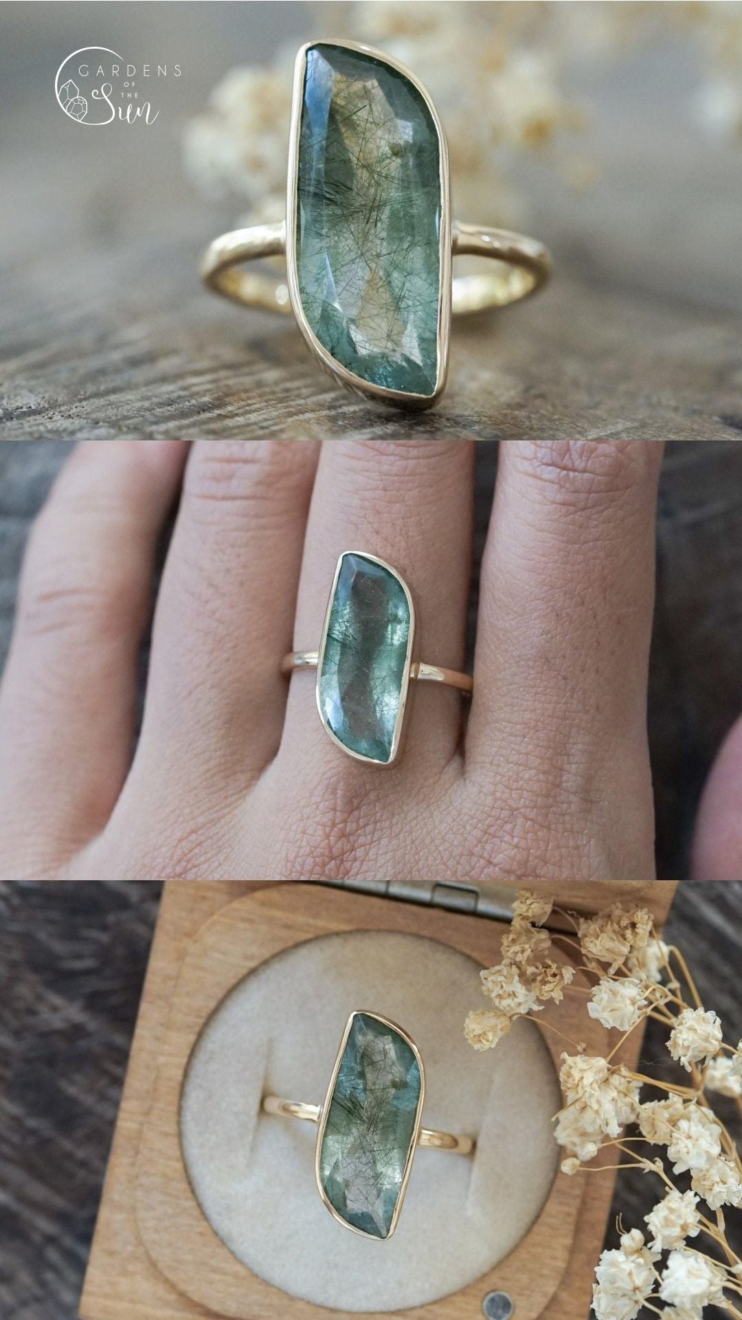 Custom Aquamarine Ring in Gold - Gardens of the Sun | Ethical Jewelry