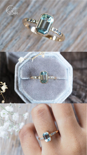 Custom Aquamarine Ring in Gold - Gardens of the Sun | Ethical Jewelry