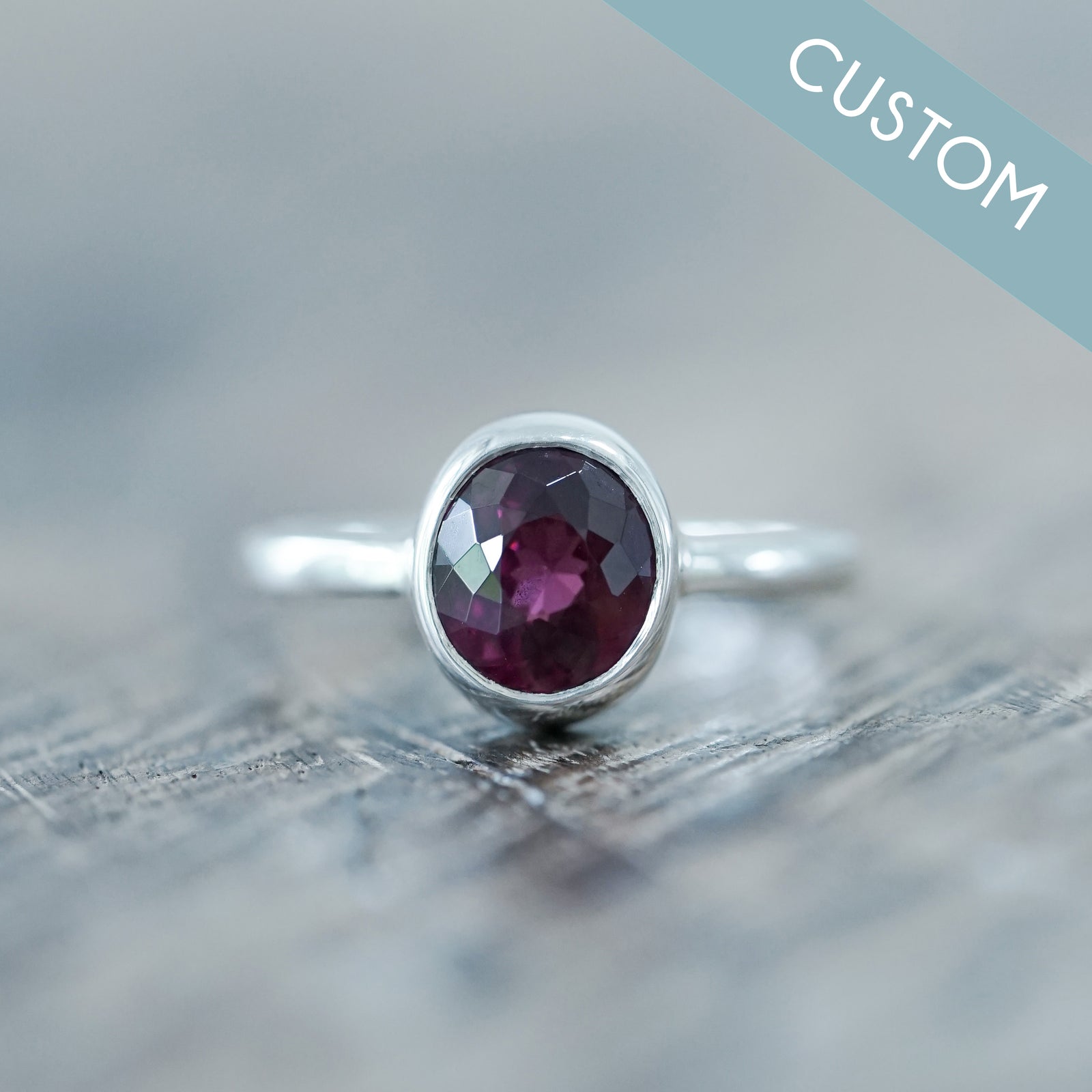 Custom Garnet Ring or Necklace in Sterling Silver