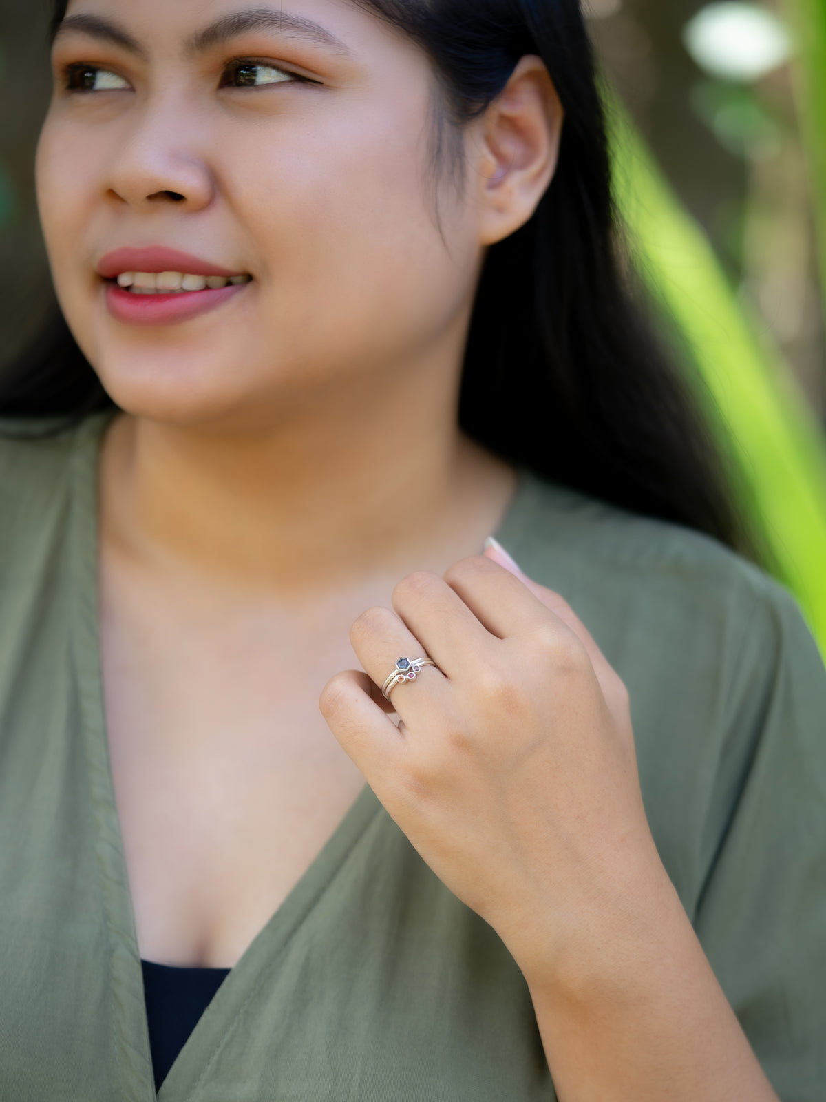 Hexagon Spinel Ring Set - Gardens of the Sun | Ethical Jewelry