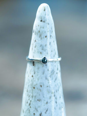 Rose Cut Blue Diamond Ring in Silver