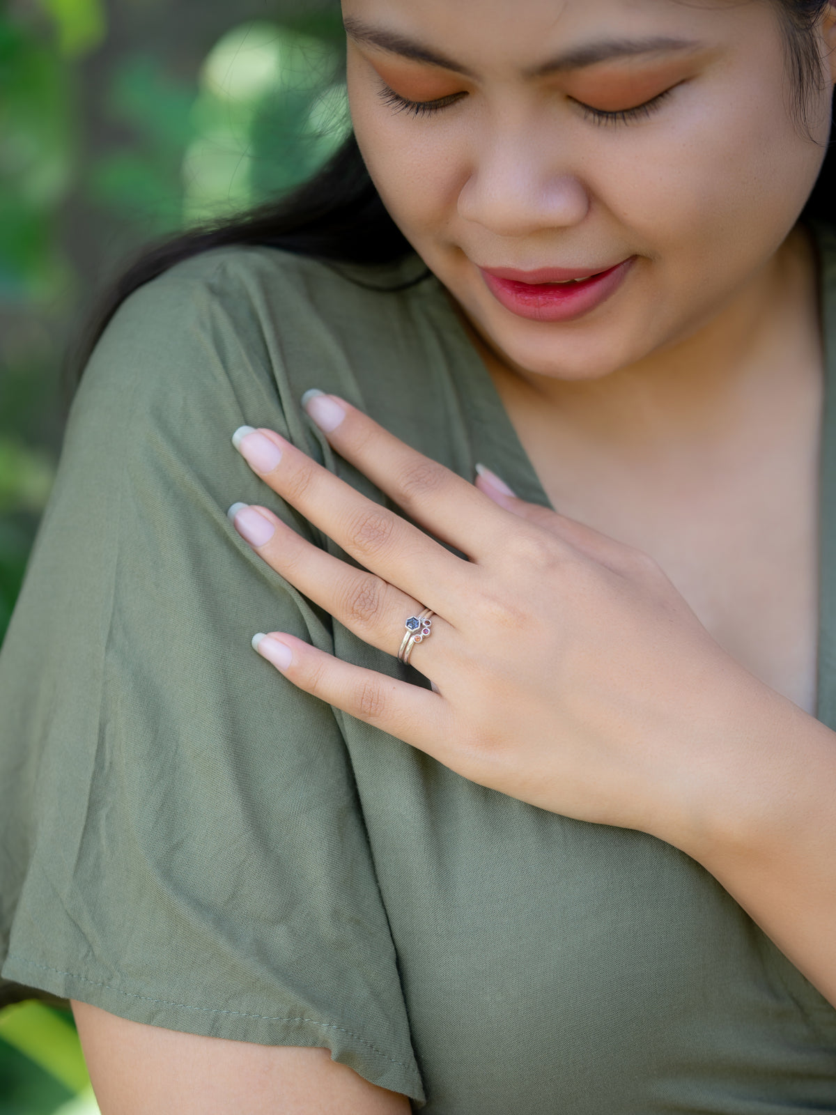 Hexagon Spinel Ring Set - Gardens of the Sun | Ethical Jewelry