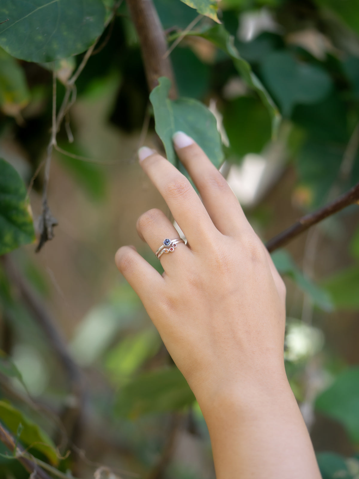 Hexagon Spinel Ring Set - Gardens of the Sun | Ethical Jewelry