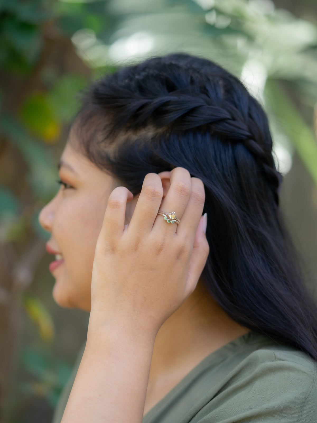 Citrine and Green Garnet Ring Set - Gardens of the Sun | Ethical Jewelry
