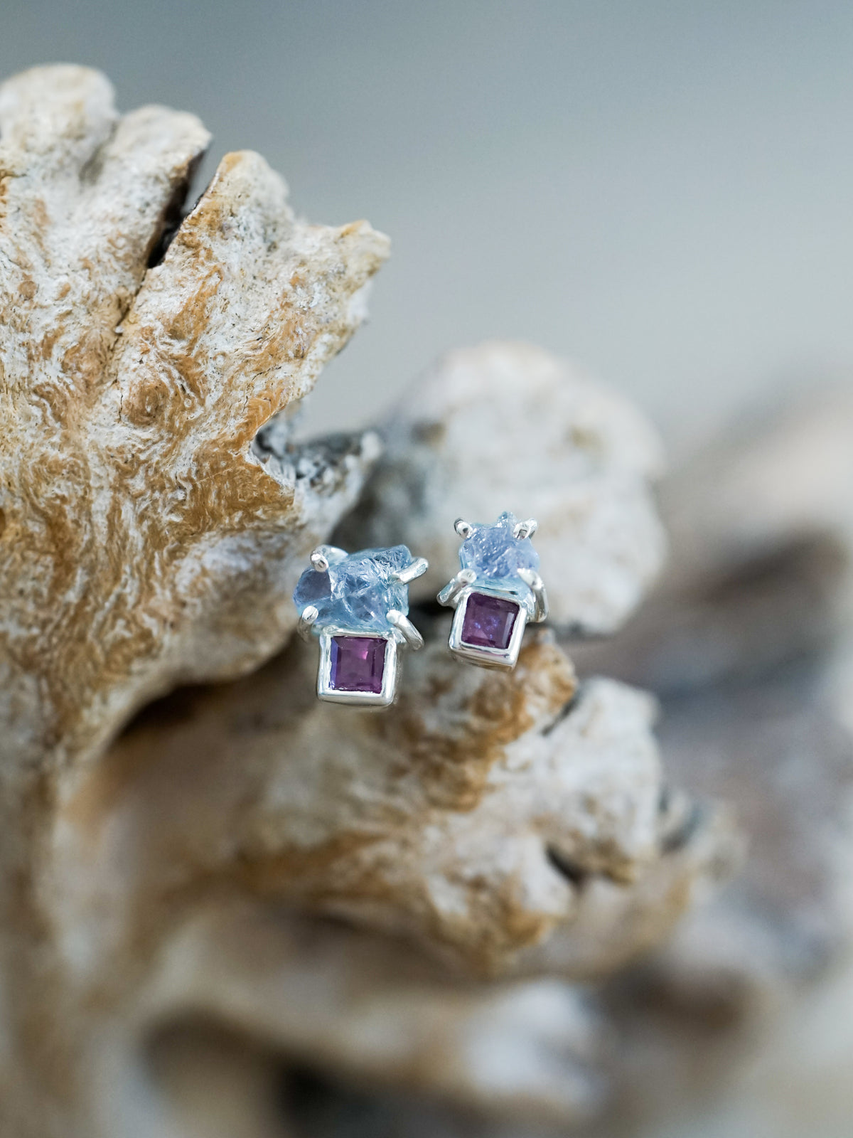 Kornerupine and Ruby Earrings - Gardens of the Sun | Ethical Jewelry