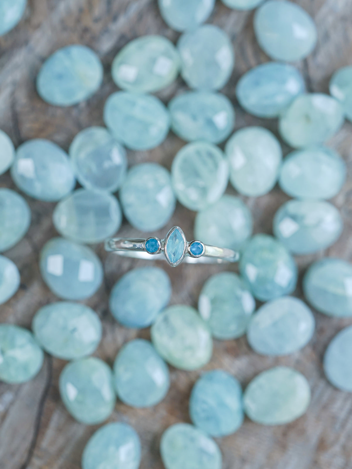 Apatite and Aquamarine Ring - Gardens of the Sun | Ethical Jewelry