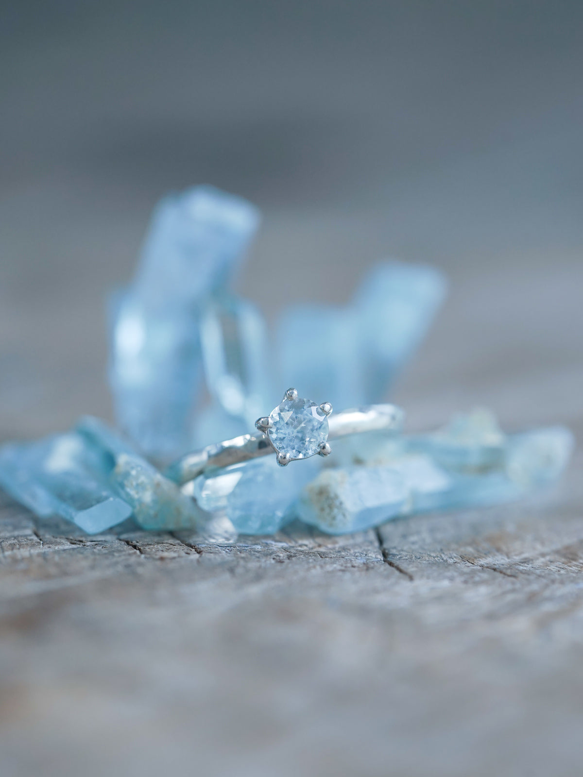 Hammered Aquamarine Ring - Gardens of the Sun | Ethical Jewelry