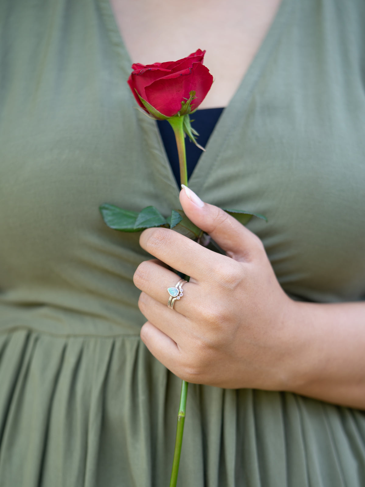 Opal and Pink Sapphire Ring Set - Gardens of the Sun | Ethical Jewelry