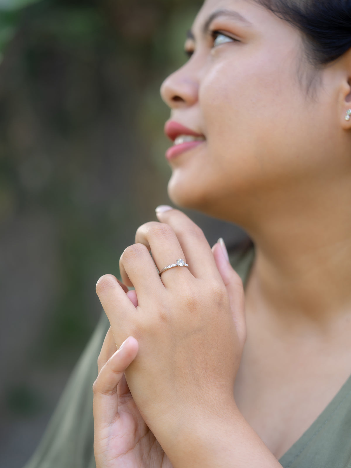 White Sapphire Ring in White Gold - Size 6.5 - Gardens of the Sun | Ethical Jewelry
