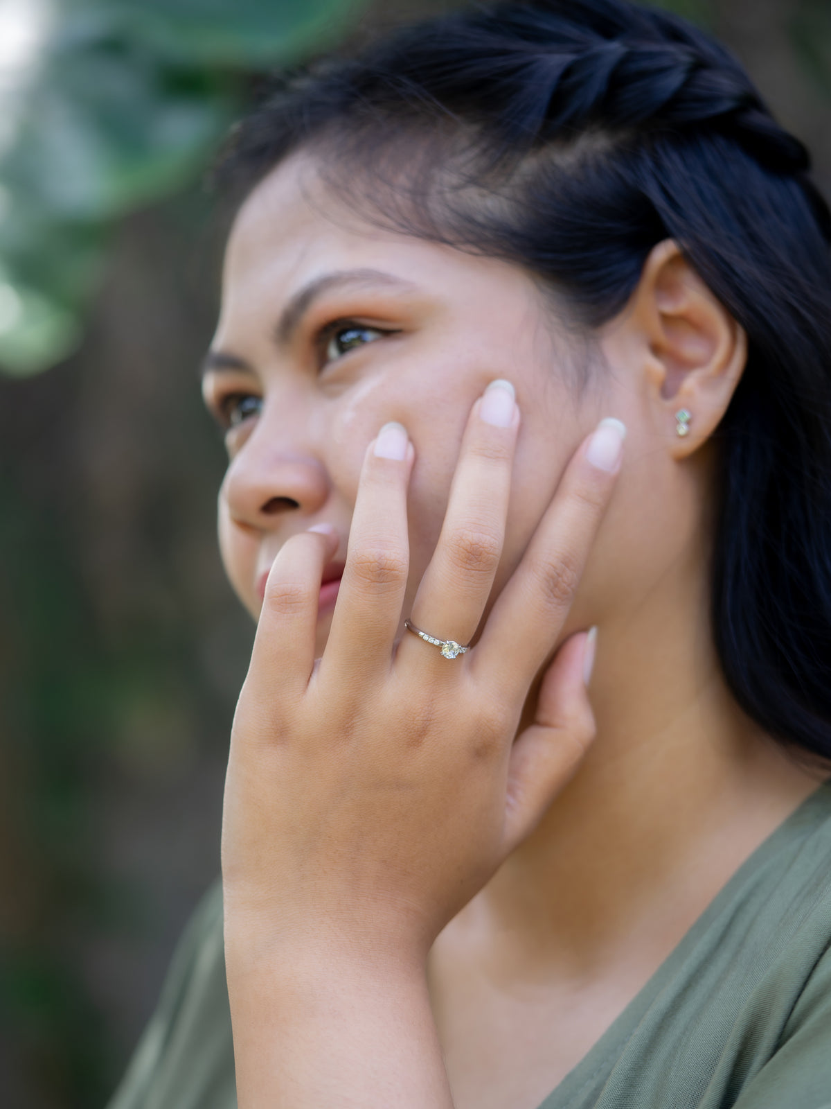 White Sapphire Ring in White Gold - Size 6.5 - Gardens of the Sun | Ethical Jewelry