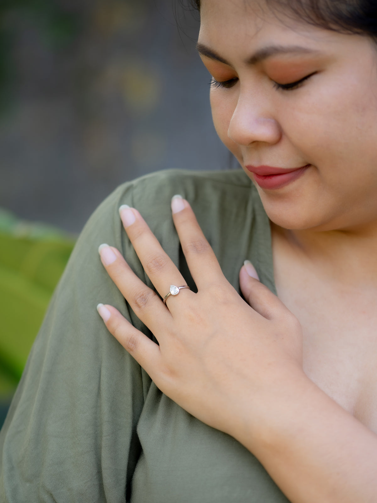 Pear Diamond Ring in White Gold - Size 6.5 - Gardens of the Sun | Ethical Jewelry