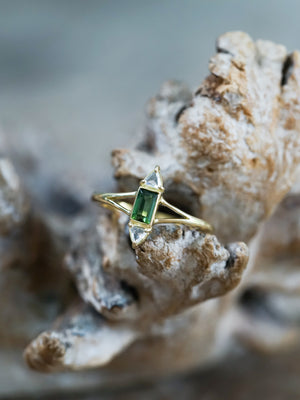 Tourmaline and Diamond Ring in Ethical Gold - Gardens of the Sun | Ethical Jewelry