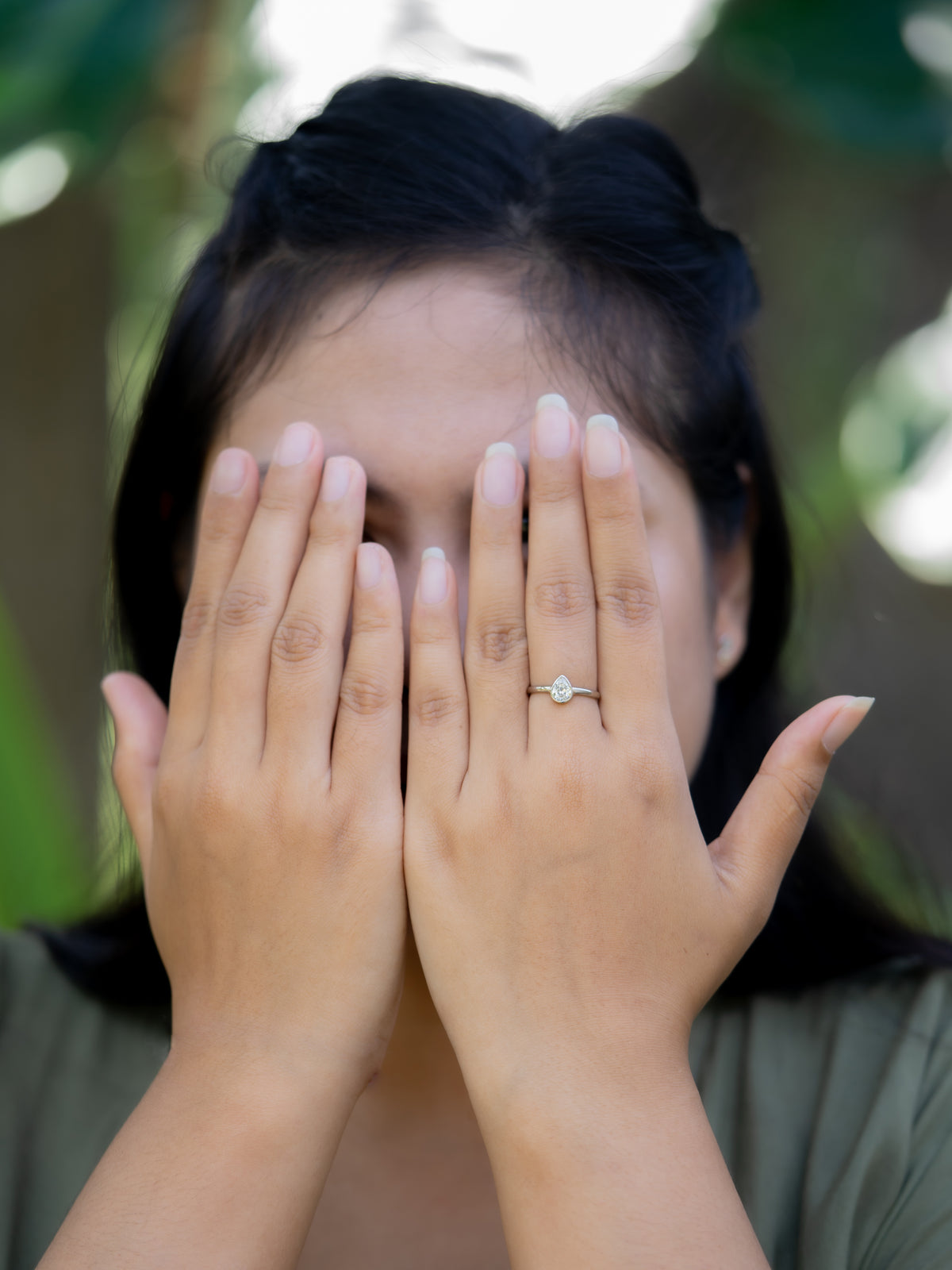 Pear Diamond Ring in White Gold - Size 6.5 - Gardens of the Sun | Ethical Jewelry