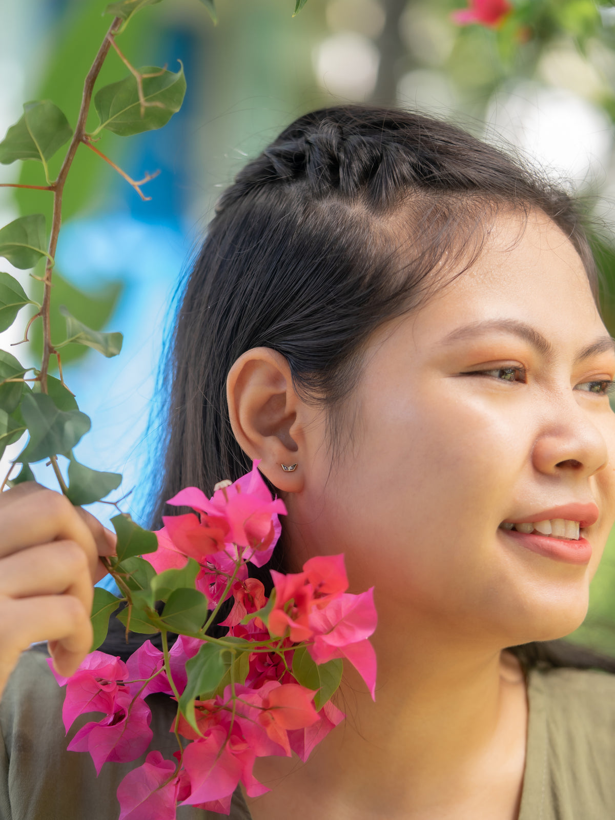Double Kite Salt and Pepper Diamond Earrings in Gold - Gardens of the Sun | Ethical Jewelry