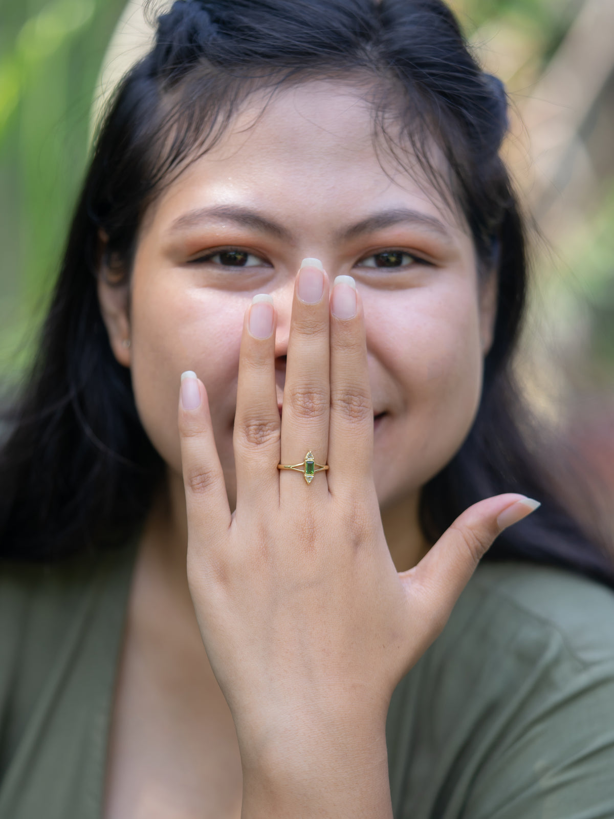 Tourmaline and Diamond Ring in Gold - Size 7 - Gardens of the Sun | Ethical Jewelry