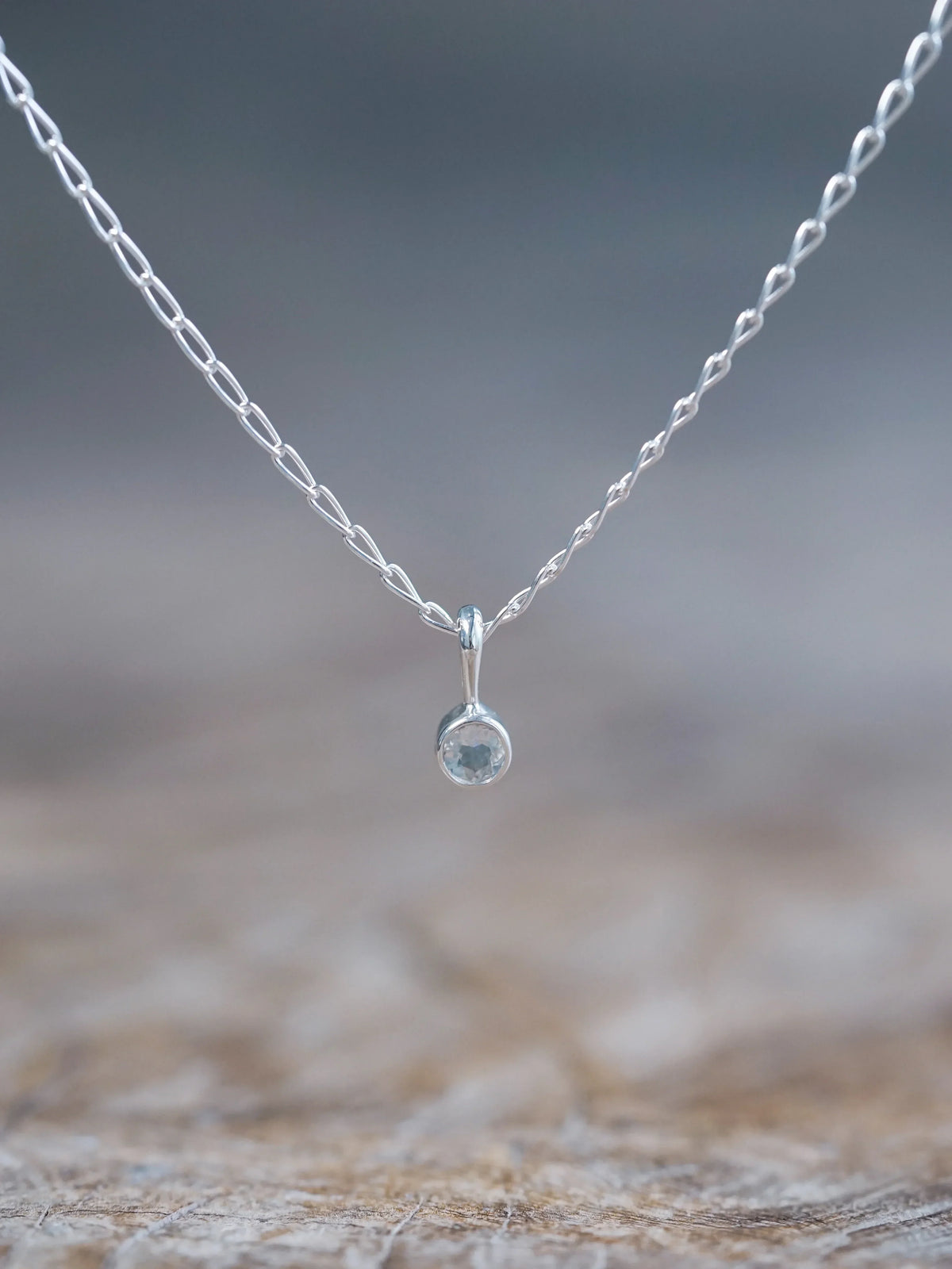 Dainty Rainbow Moonstone Necklace in Sterling Silver