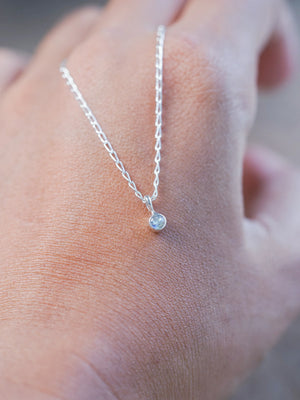 Dainty Rainbow Moonstone Pendant in Silver