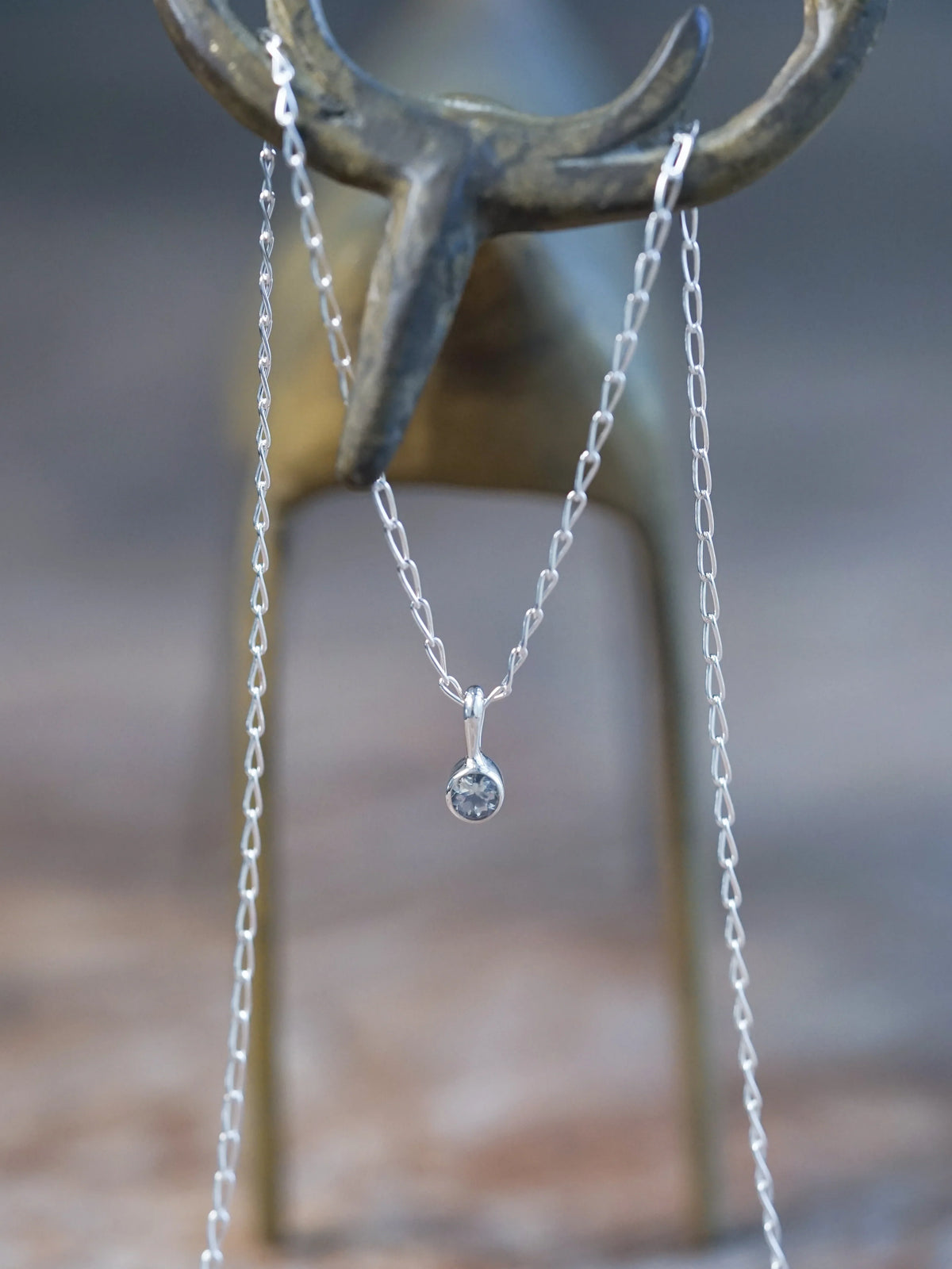 Dainty Rainbow Moonstone Pendant in Sterling Silver