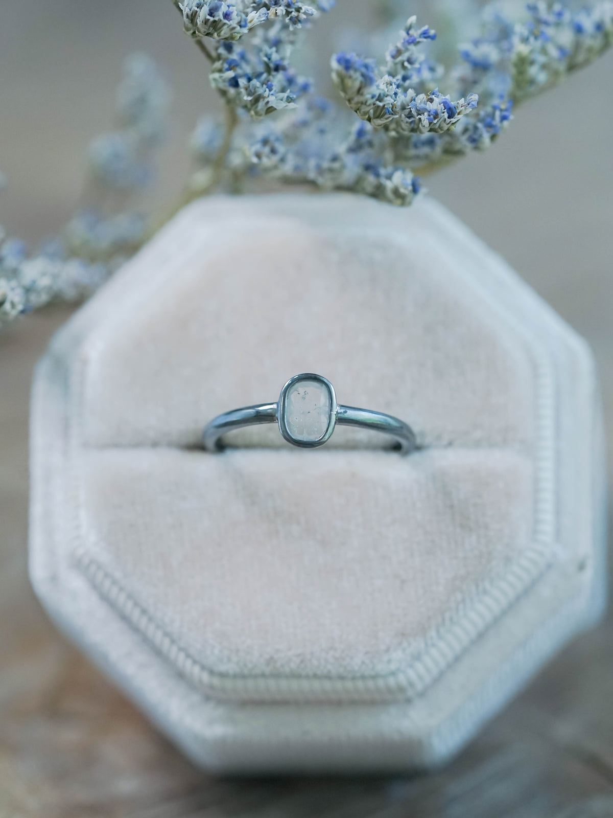 Diamond Slice Ring in Oxidized Recycled Sterling Silver