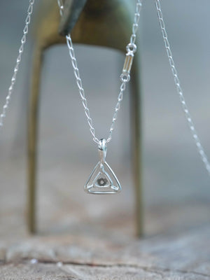 Diamond Slice and Citrine Necklace Sterling Silver