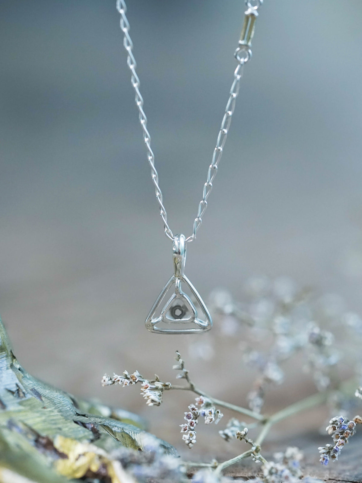 Diamond Slice and Citrine Necklace in Sterling Silver