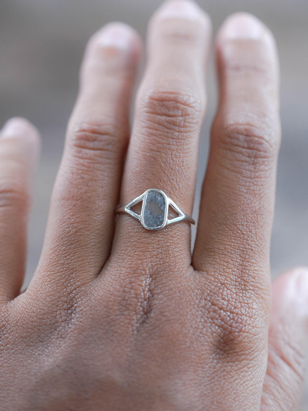 Diamond Split Shank Engagement Ring in Silver 