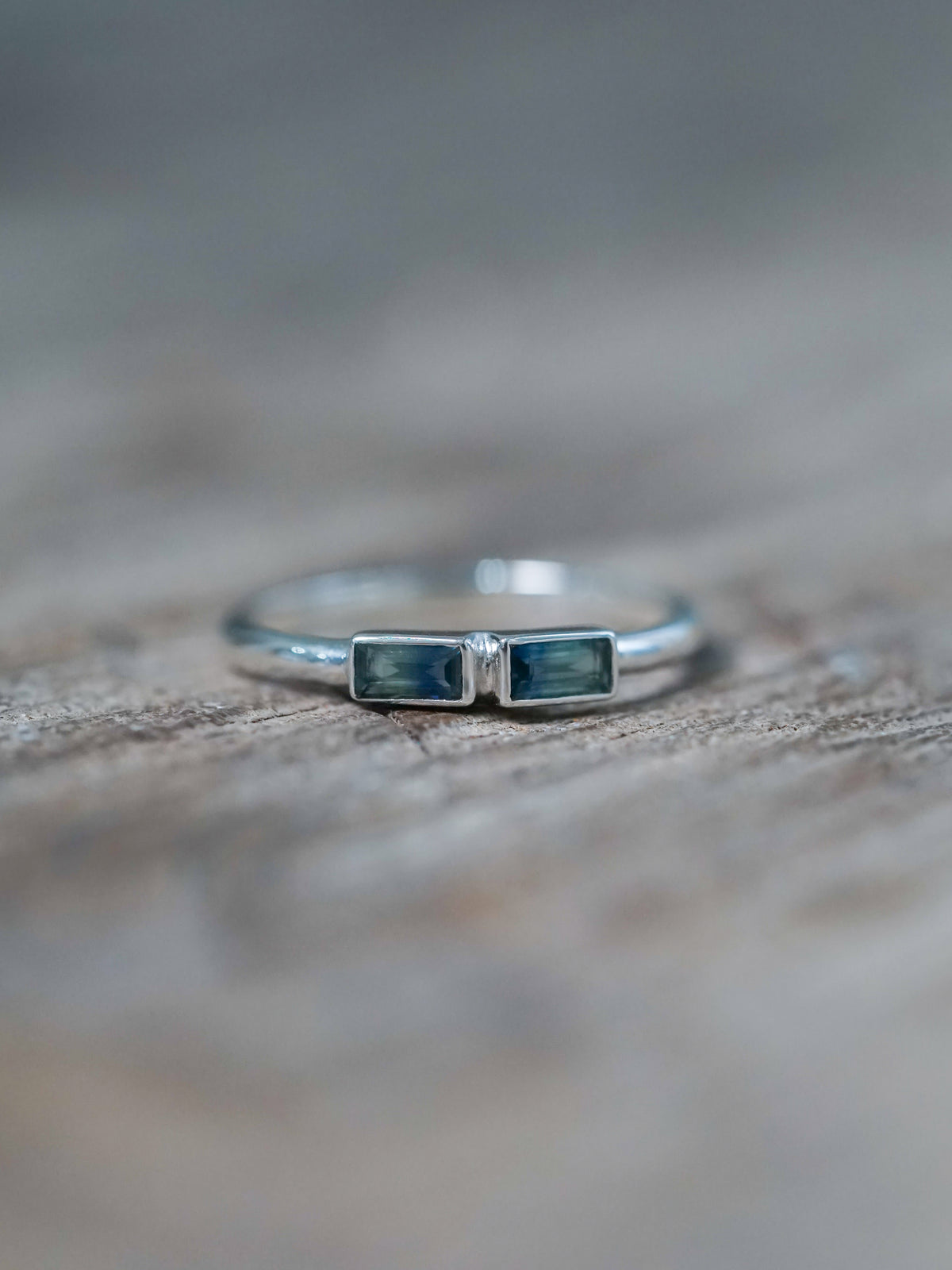 Double Bicolor Sapphire Ring - size 5