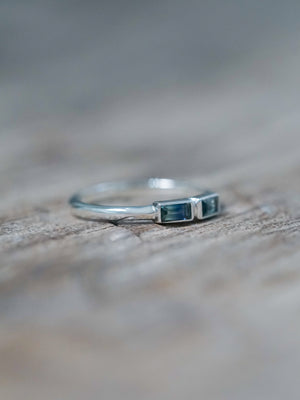 Double Bicolor Sapphire Ring - size 5