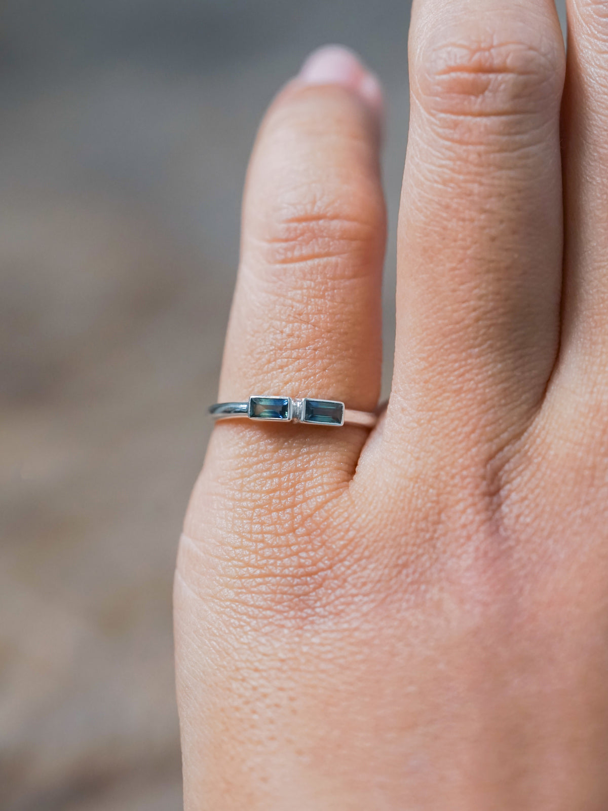 Double Bicolor Sapphire Ring - size 5