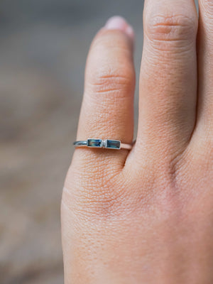 Double Bicolor Sapphire Ring - size 5