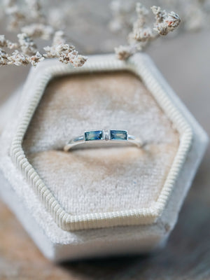 Double Bicolor Sapphire Ring - size 5