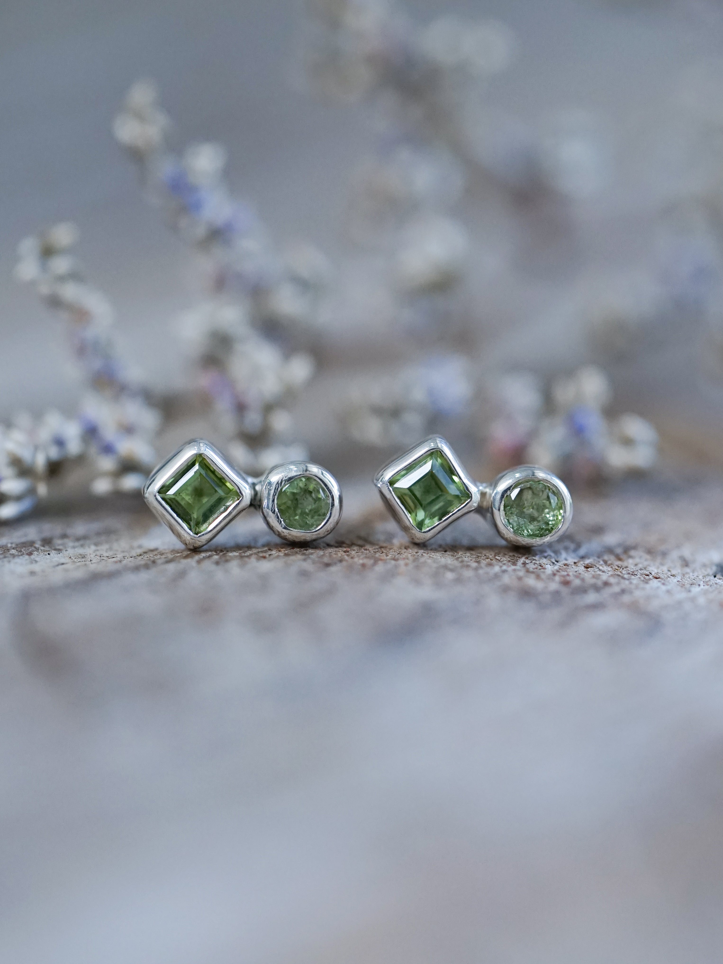 Green Tourmaline newest Stud Earrings, Tourmaline Earrings, Raw Tourmaline Earrings, Raw Stone Studs, Raw Tourmaline Jewelry, Green Tourmaline