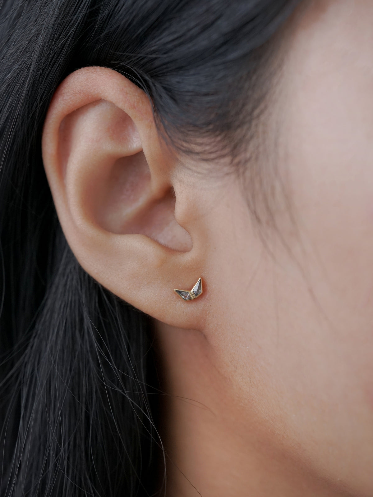 Double Kite Salt and Pepper Diamond Earrings - Gardens of the Sun | Ethical Jewelry