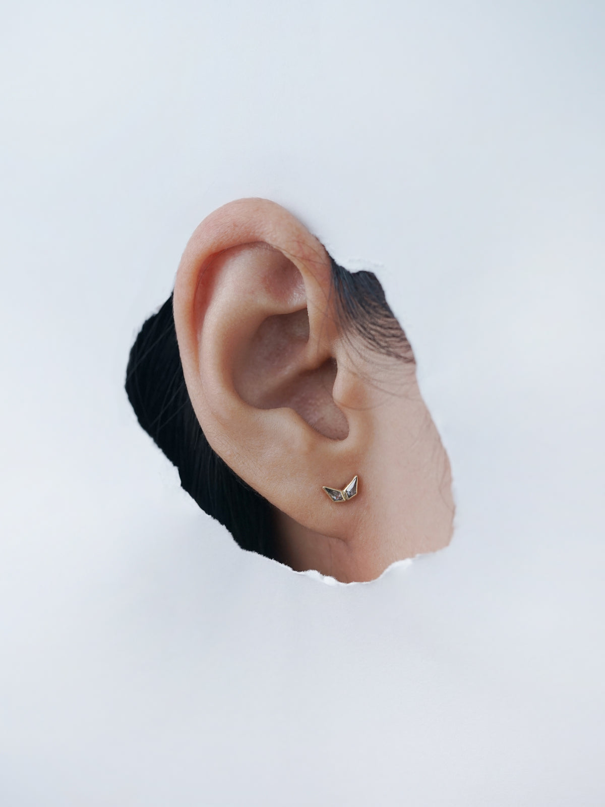 Double Kite Salt and Pepper Diamond Earrings in Gold - Gardens of the Sun | Ethical Jewelry