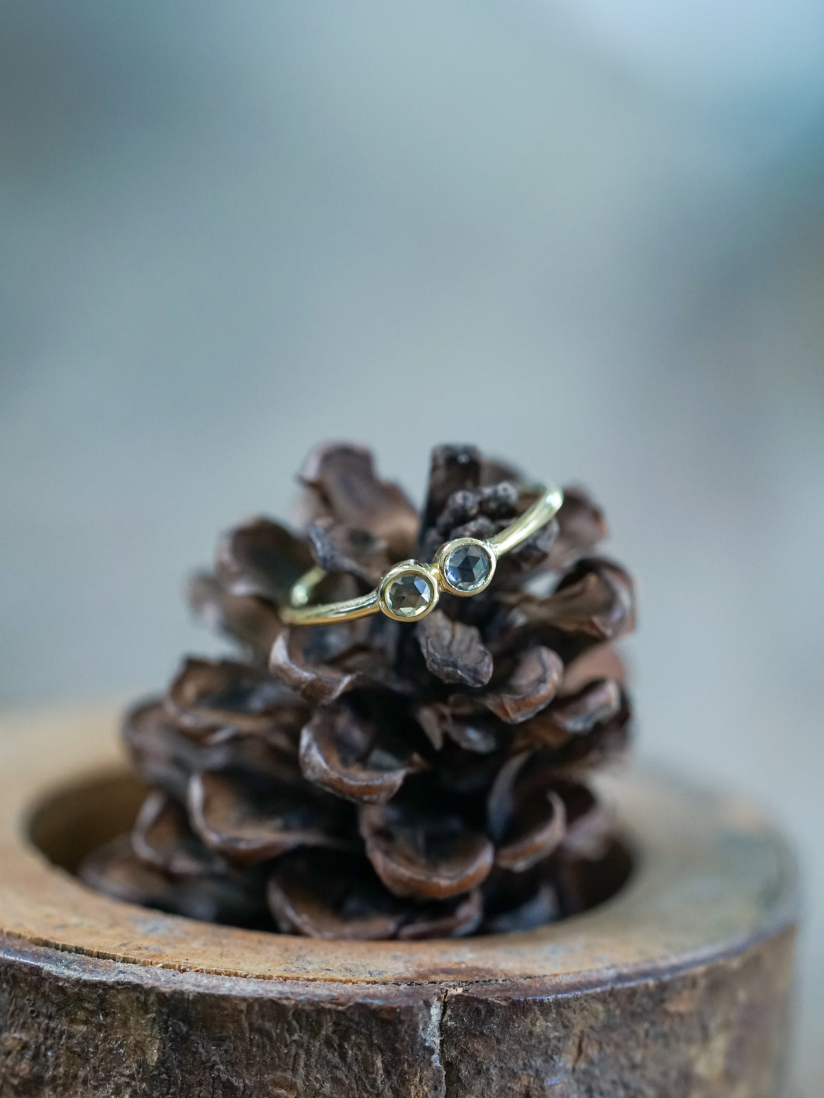 Double Rose Cut Sapphire Ring in Gold - Size 5.5 - Gardens of the Sun | Ethical Jewelry