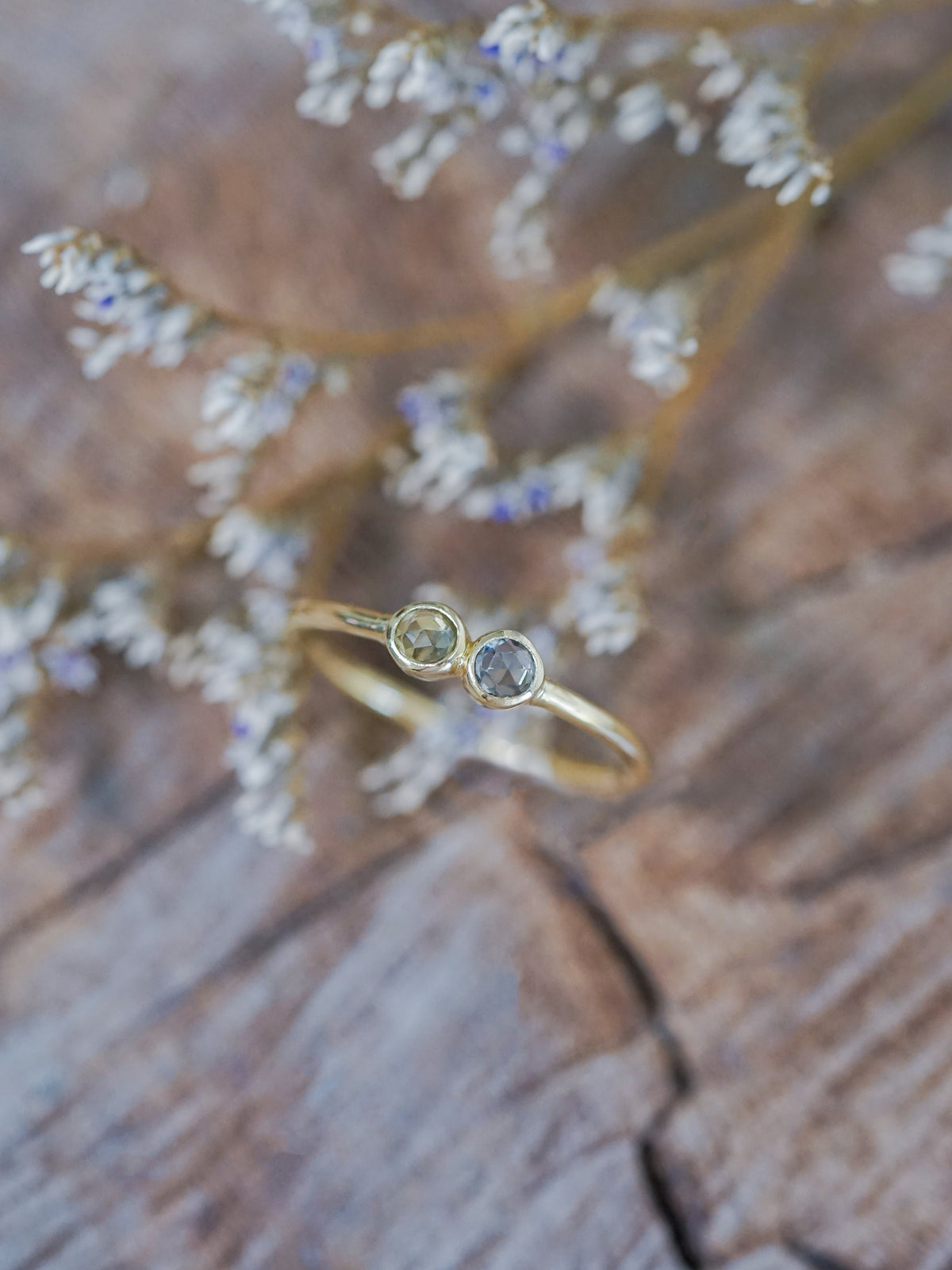 Double Rose Cut Sapphire Ring in Gold - Size 5.5 - Gardens of the Sun | Ethical Jewelry