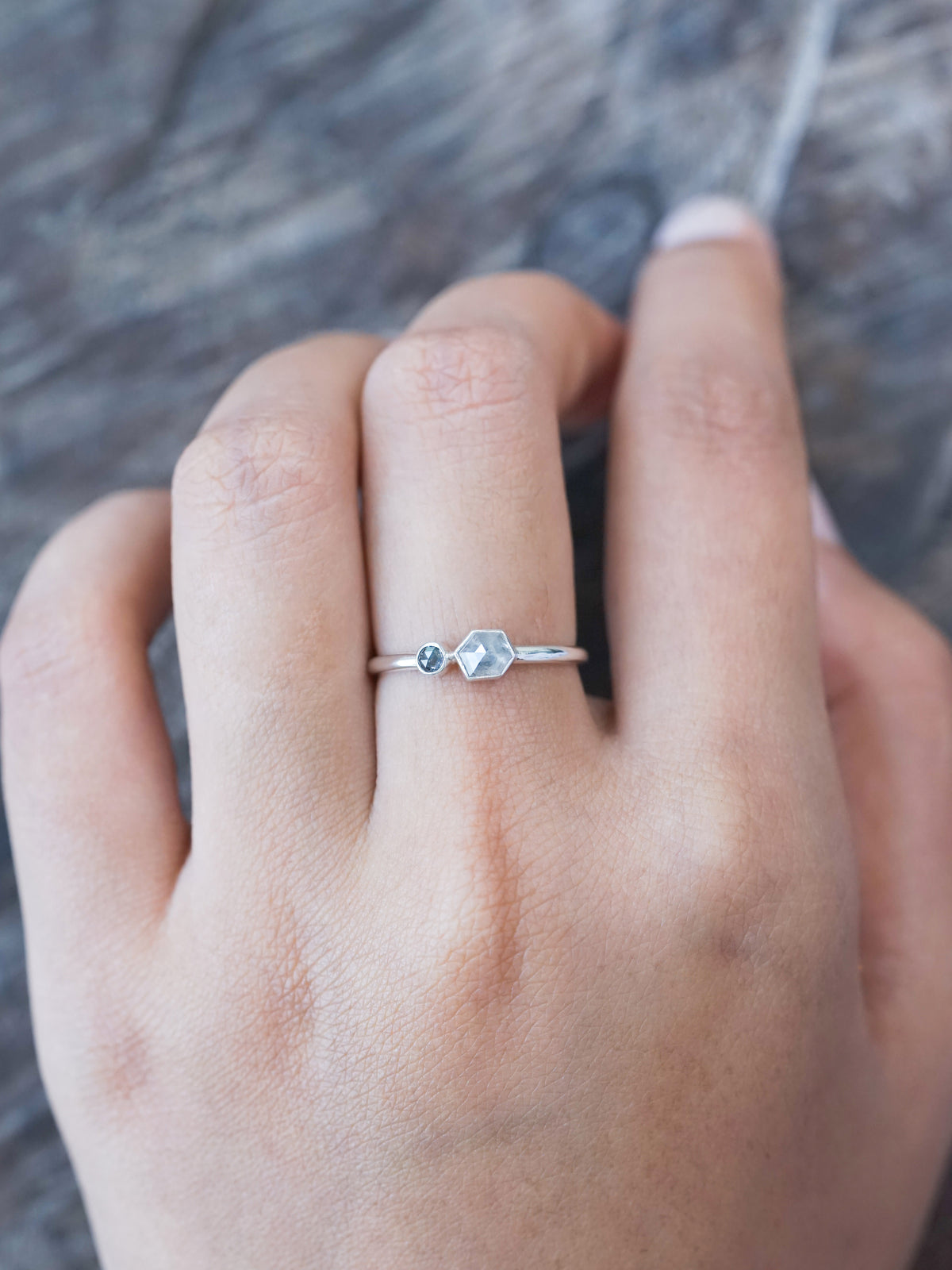 Double Salt and Pepper Diamond Ring - Gardens of the Sun | Ethical Jewelry