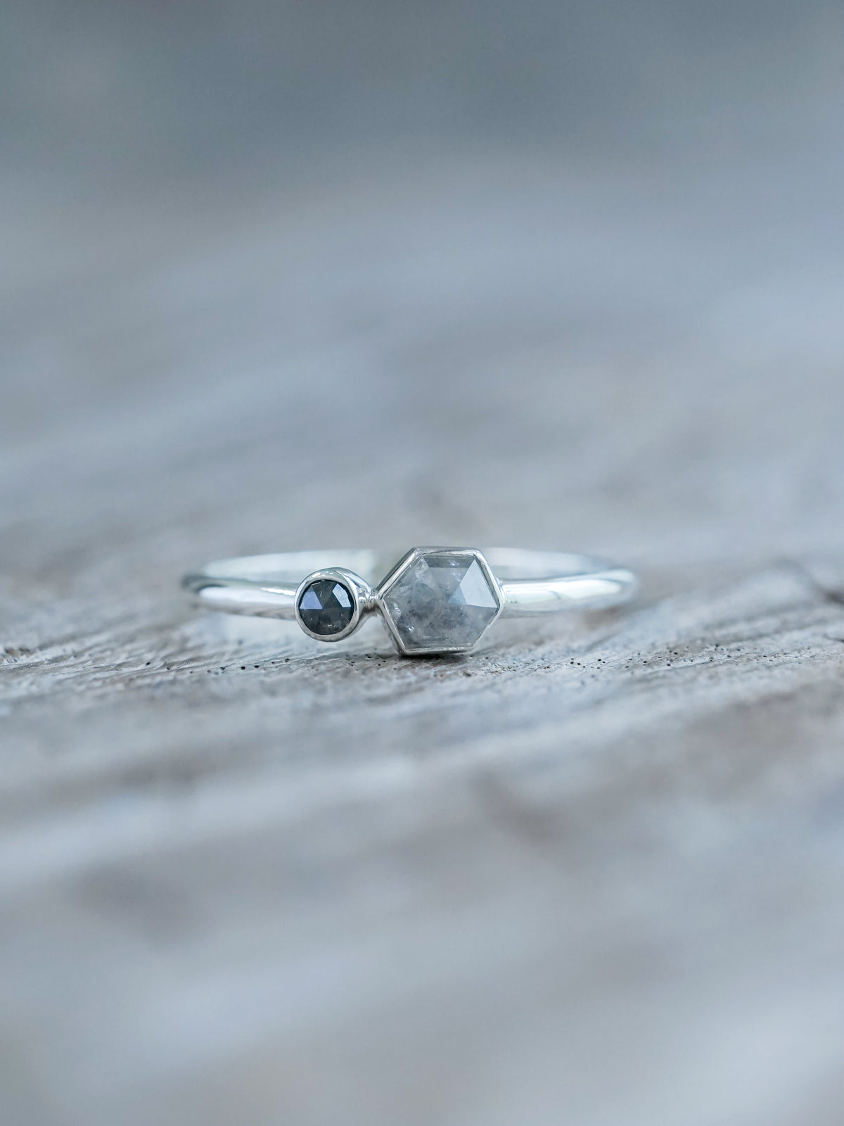 Double Salt and Pepper Diamond Ring - Gardens of the Sun | Ethical Jewelry