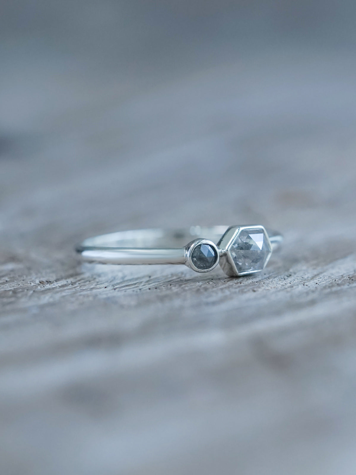 Double Salt and Pepper Diamond Ring - Gardens of the Sun | Ethical Jewelry