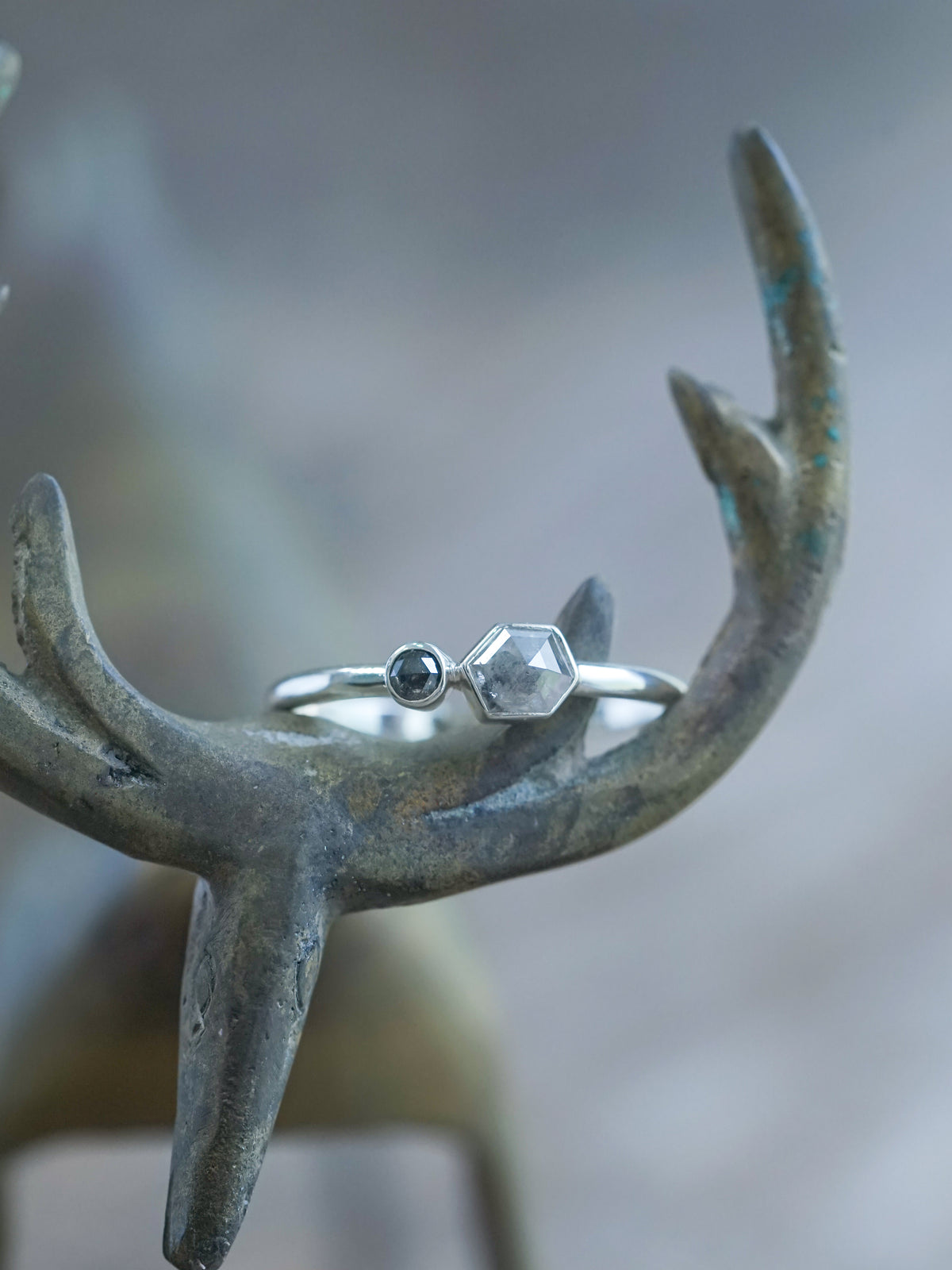 Double Salt and Pepper Diamond Ring - Gardens of the Sun | Ethical Jewelry