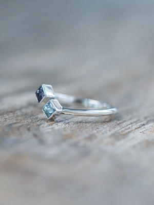 Open Square Sapphire Ring